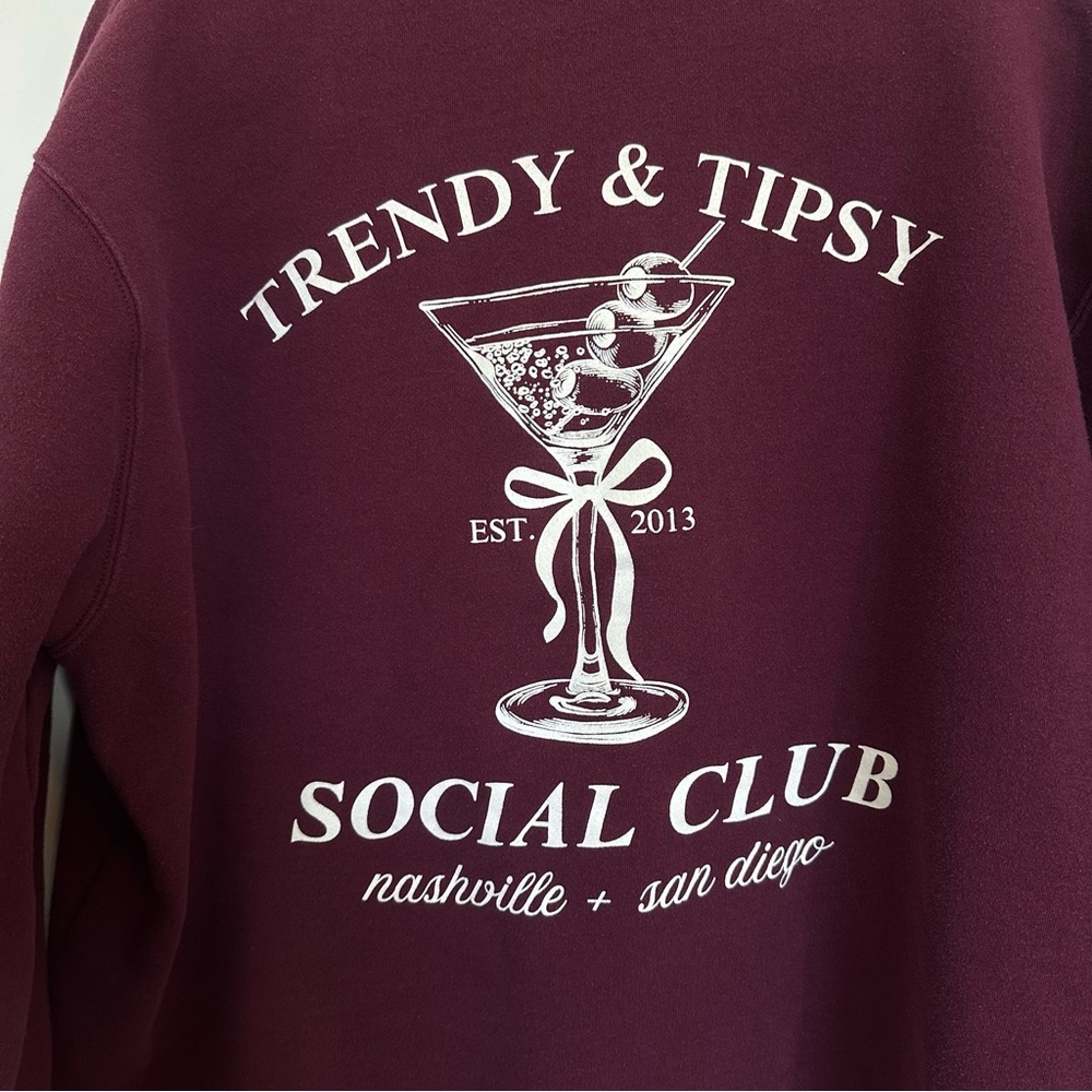 Women's Burgundy Crew Neck Sweater - Picture 5 of 7